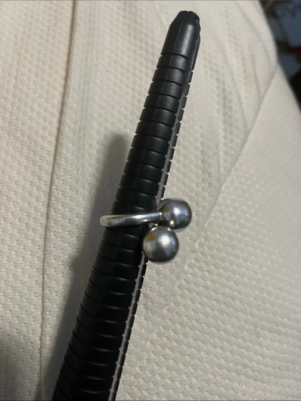 Modern Double Orb Silver Statement Ring